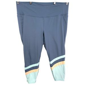 Lane Bryant LIVI Plus Size 22 24 Leggings Ankle Blue Color Block‎ Pull On 100